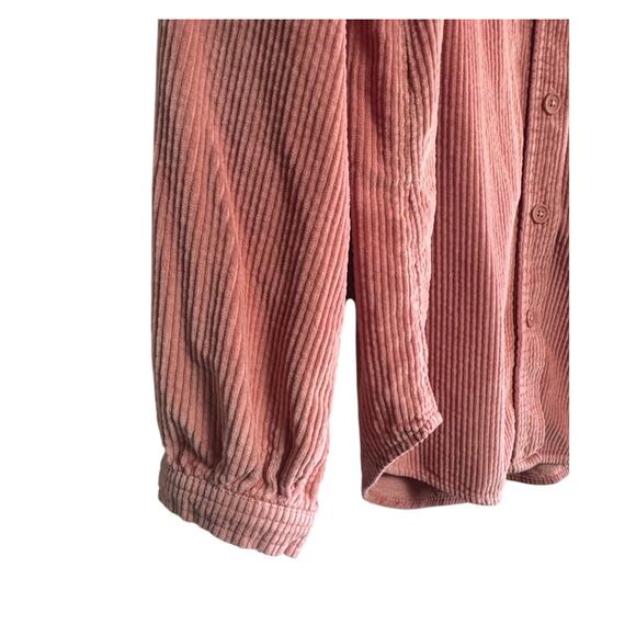American Eagle Corduroy Button Up Shirt Pink Long Sleeve 100% Cotton Size M - Picture 2 of 5